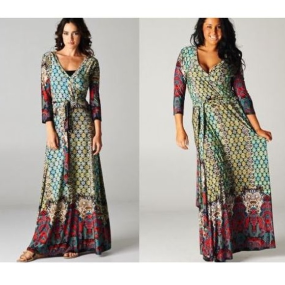Tua Dresses & Skirts - Moroccan Bohemian Wrap Maxi Dress S M L 1X 2X 3X